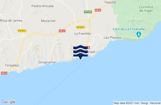 Puerto de Gran Tarajal, Spainの潮見表地図