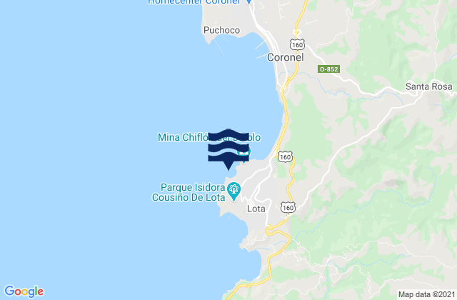 Puerto de Lota, Chileの潮見表地図