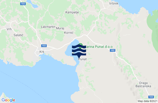 Punat, Croatiaの潮見表地図