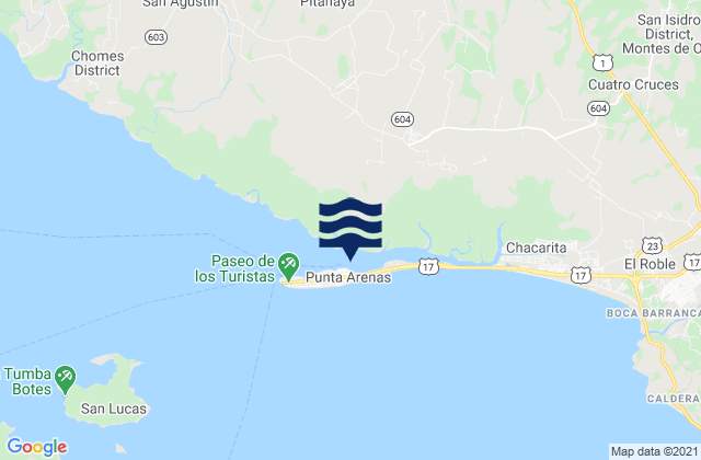 Punta Arenas, Costa Ricaの潮見表地図