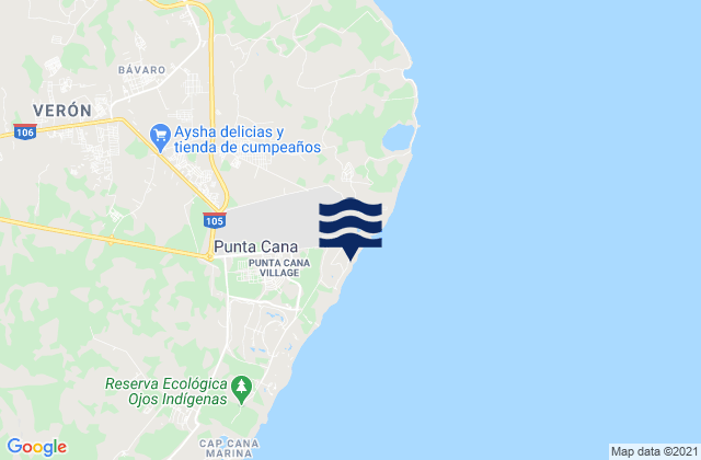 Punta Cana, Dominican Republicの潮見表地図