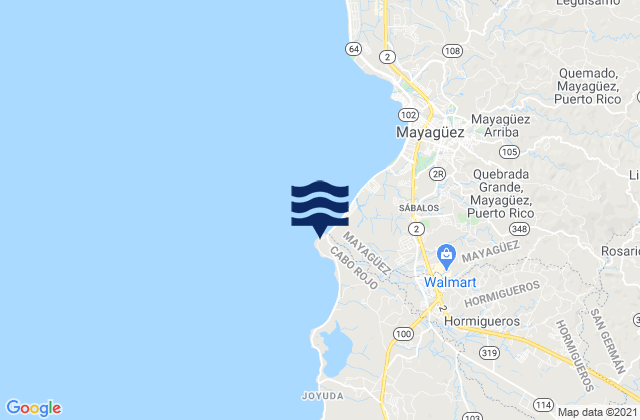 Punta Guanajabo Mayagues, Puerto Ricoの潮見表地図