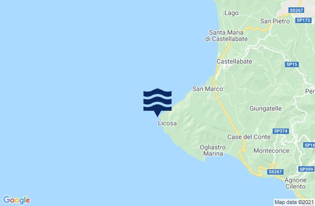 Punta Licosa, Italyの潮見表地図