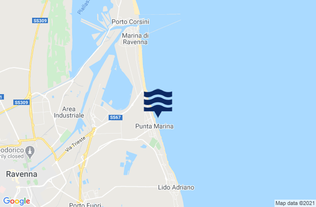 Punta Marina, Italyの潮見表地図
