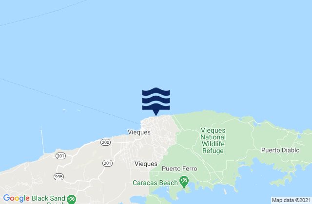 Punta Mulas Isla De Vieques, Puerto Ricoの潮見表地図