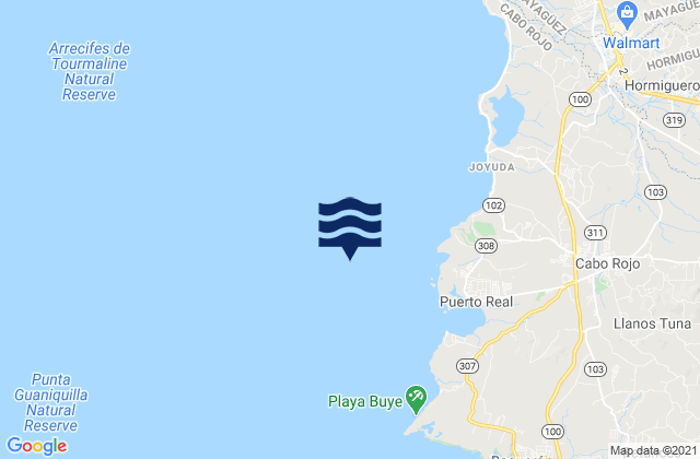 Punta Ostiones 1.5 miles west of, Puerto Ricoの潮見表地図