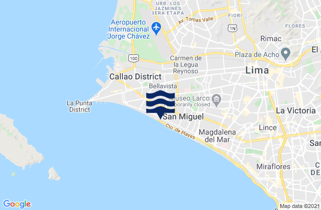 Punta Restin, Peruの潮見表地図