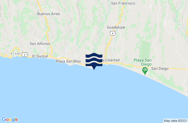 Punta Roca, El Salvadorの潮見表地図