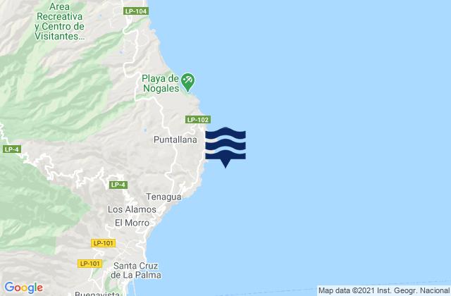 Puntallana, Spainの潮見表地図