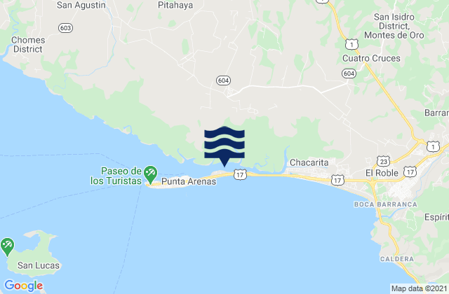 Puntarenas, Costa Ricaの潮見表地図