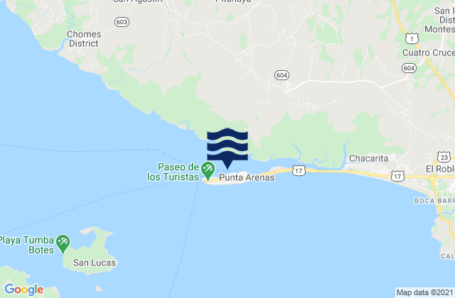Puntarenas, Costa Ricaの潮見表地図
