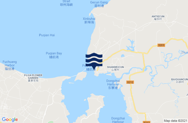 Puqian, Chinaの潮見表地図