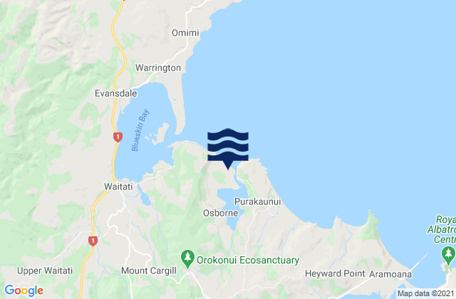 Purakaunui Inlet, New Zealandの潮見表地図
