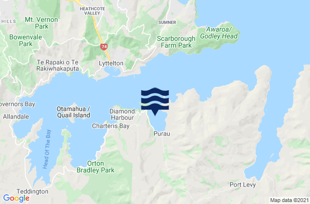 Purau Bay, New Zealandの潮見表地図