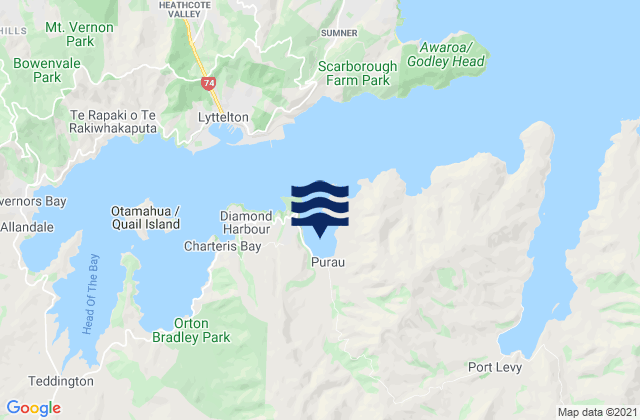 Purau Bay, New Zealandの潮見表地図