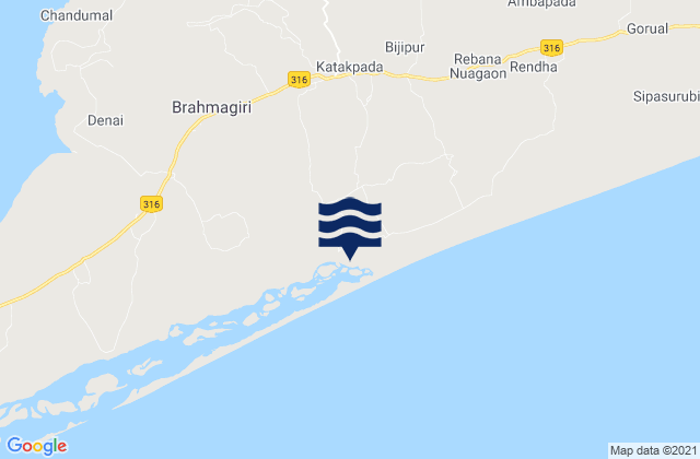 Puri, Indiaの潮見表地図