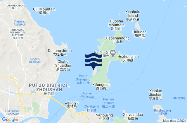 Putuoshan, Chinaの潮見表地図