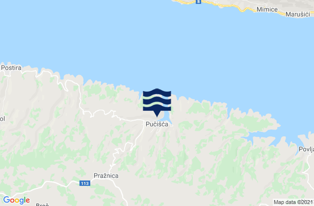Pučišća, Croatiaの潮見表地図
