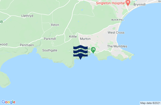 Pwlldu Point, United Kingdomの潮見表地図