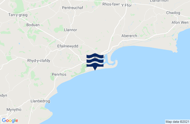 Pwllheli Beach, United Kingdomの潮見表地図