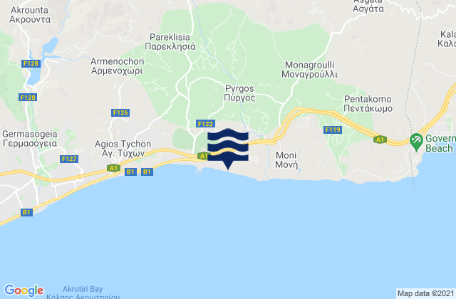 Pyrgos, Cyprusの潮見表地図