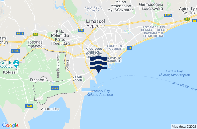 Páno Polemídia, Cyprusの潮見表地図