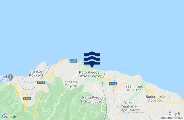 Páno Pýrgos, Cyprusの潮見表地図