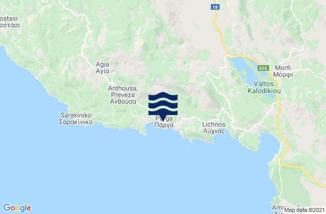 Párga, Greeceの潮見表地図