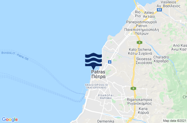 Pátra, Greeceの潮見表地図