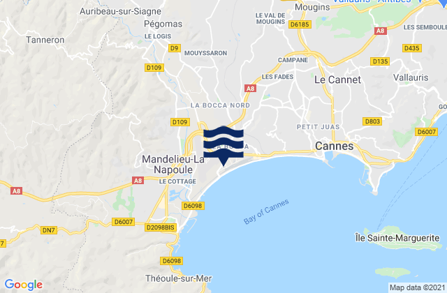 Pégomas, Franceの潮見表地図