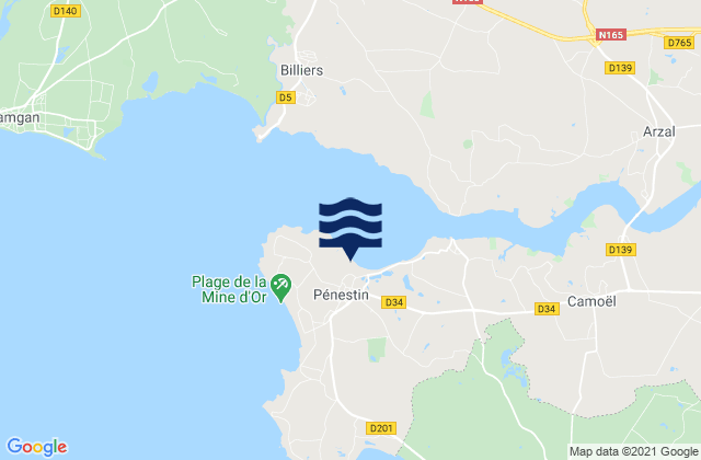 Pénestin, Franceの潮見表地図