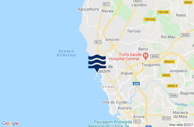 Póvoa de Varzim, Portugalの潮見表地図