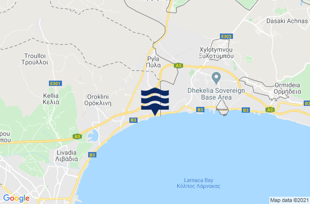 Pýla, Cyprusの潮見表地図