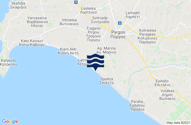 Pýrgos, Greeceの潮見表地図