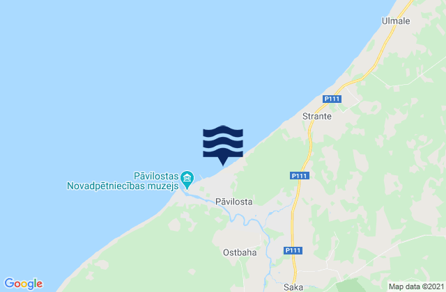 Pāvilostas Novads, Latviaの潮見表地図