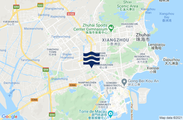 Qianshan, Chinaの潮見表地図