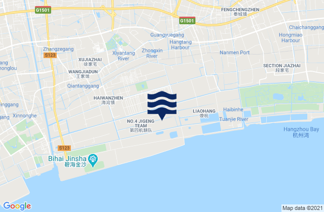 Qingcun, Chinaの潮見表地図