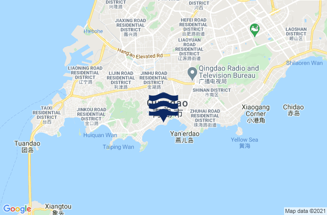 Qingdao, Chinaの潮見表地図