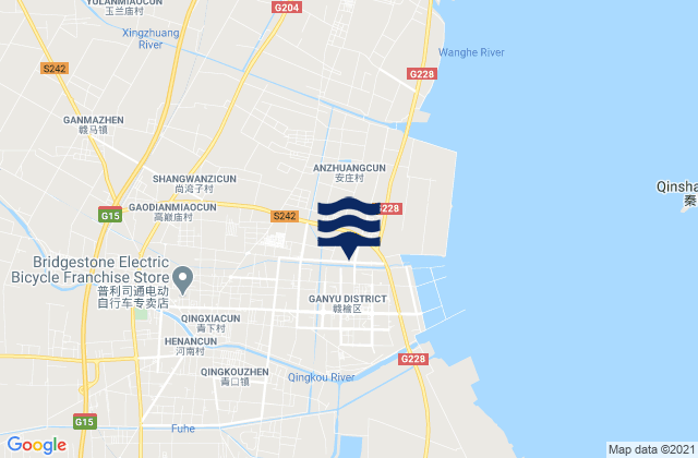 Qingkou, Chinaの潮見表地図