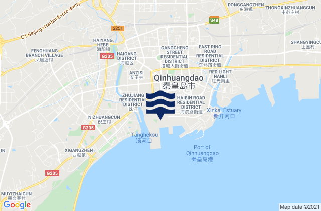 Qinhuangdao, Chinaの潮見表地図