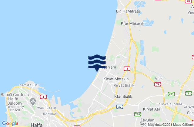 Qiryat Bialik, Israelの潮見表地図