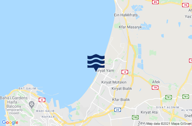 Qiryat Motzkin, Lebanonの潮見表地図