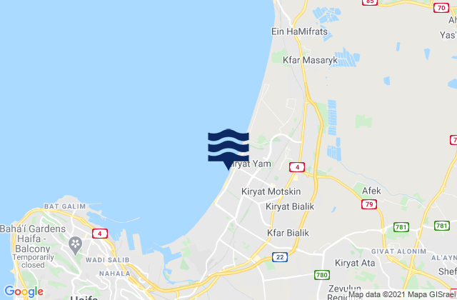 Qiryat Moẕqin, Israelの潮見表地図