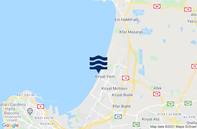 Qiryat Yam, Israelの潮見表地図
