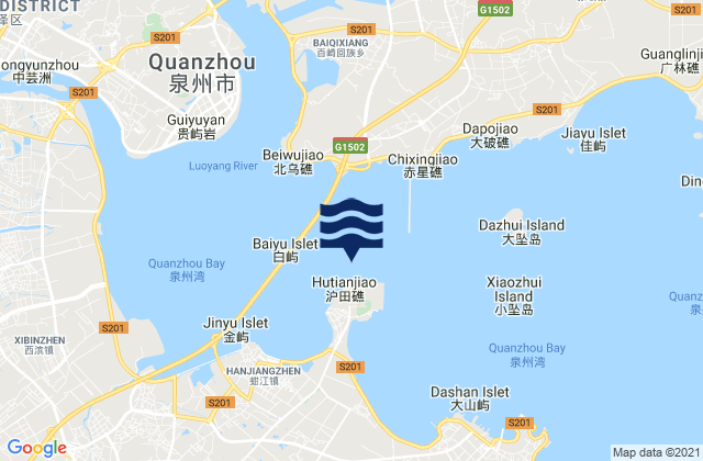 Quanzhou Wan, Chinaの潮見表地図