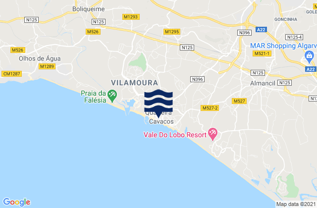 Quarteira, Portugalの潮見表地図