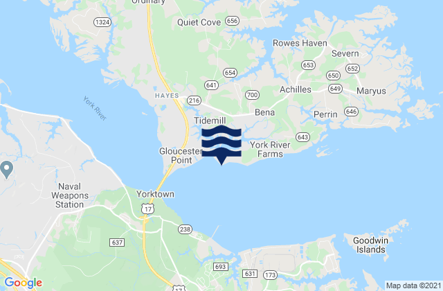 Quarter Point, York River, United Statesの潮見表地図