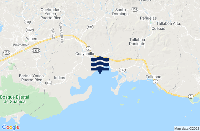 Quebrada Honda Barrio, Puerto Ricoの潮見表地図