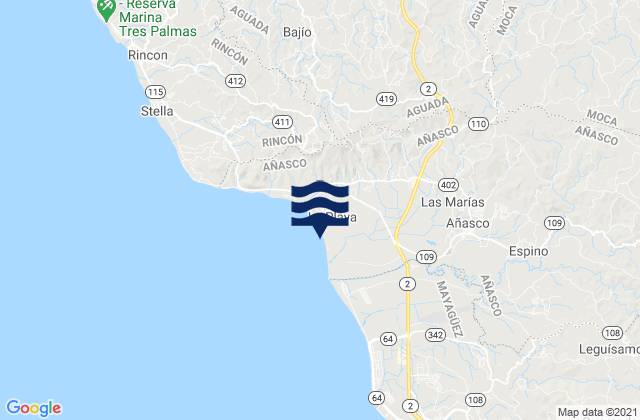 Quebrada Larga Barrio, Puerto Ricoの潮見表地図