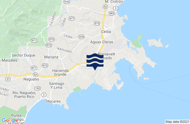 Quebrada Seca Barrio, Puerto Ricoの潮見表地図